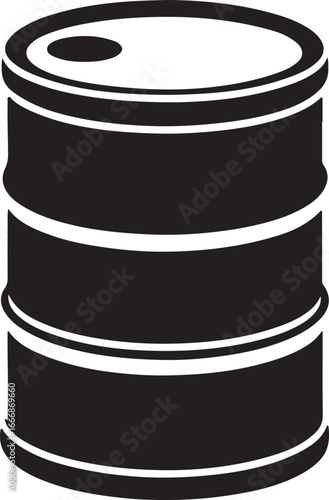 metal oil barrel silhouette, vector and illustration, black and white