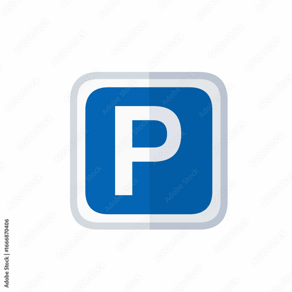 Parking sign icon blue square with white letter P for car park area signage Parking sign icon blue square with white letter P for car park area signage