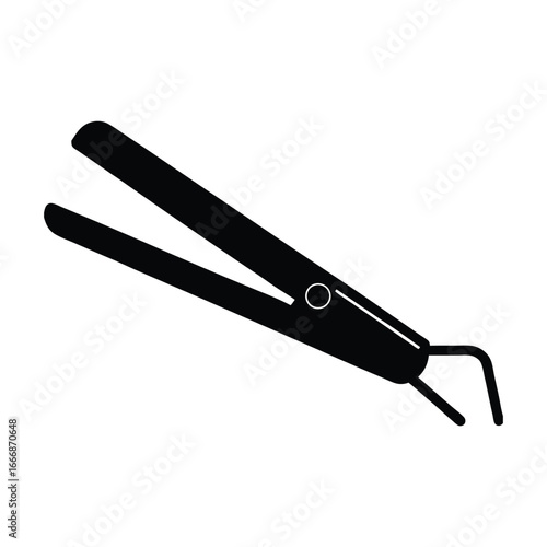 a black and white illustration of a hair straightener