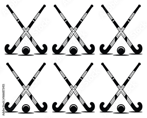 Hockey Sticks and Balls A Black and White Illustration for Sports Enthusiasts