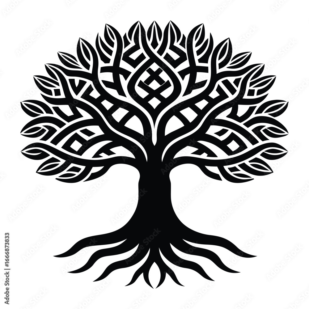 Obraz premium a black and white tree with a knot pattern