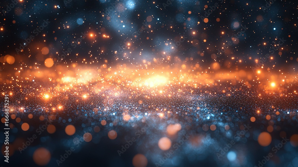 Fototapeta premium Abstract Background with Glowing Particles and Blurred Lights