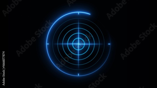 Technology Neon light Plane radar, Ship radar icon concept background illustration.	