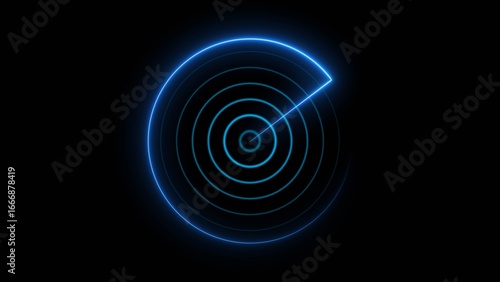 Neon light Plane radar, Ship radar icon concept background 4k illustration.