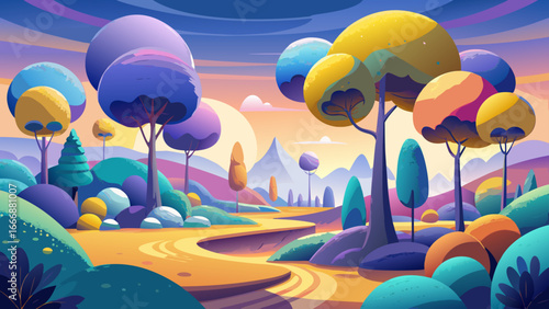 Surreal and dreamlike landscape painting with fantastical elements