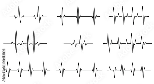 Collection of various electrocardiogram ecg heartbeat rhythm tracings and patterns