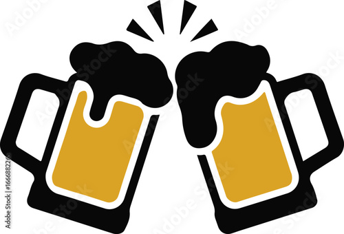 Cheers: a toast with two cartoon beer mugs.