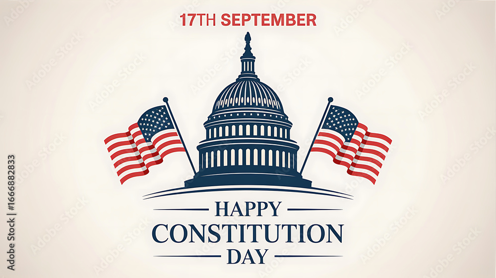 custom made wallpaper toronto digitalCapitol building with American flags and Constitution Day text