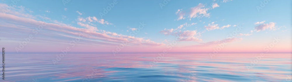 Obraz premium Super Ultrawide Photo Of Pink Sky Over Calm Sea