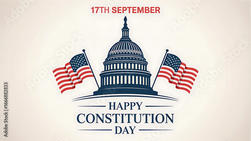 Wallpaper Mural Capitol building with American flags and Constitution Day text Torontodigital.ca