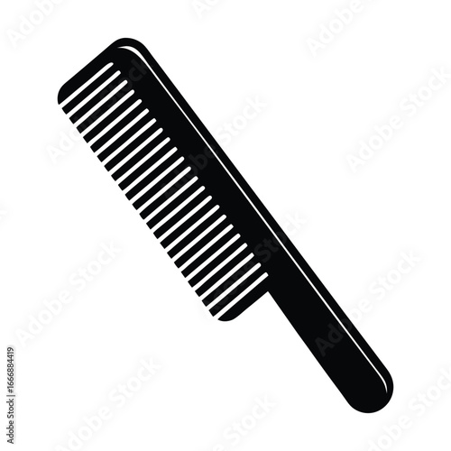 a black comb is shown on a white background