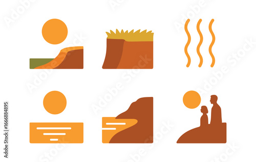 vector colorful filled icons stonecutter (sculpture work): half finished statue bench tools shavings reference photo apron.