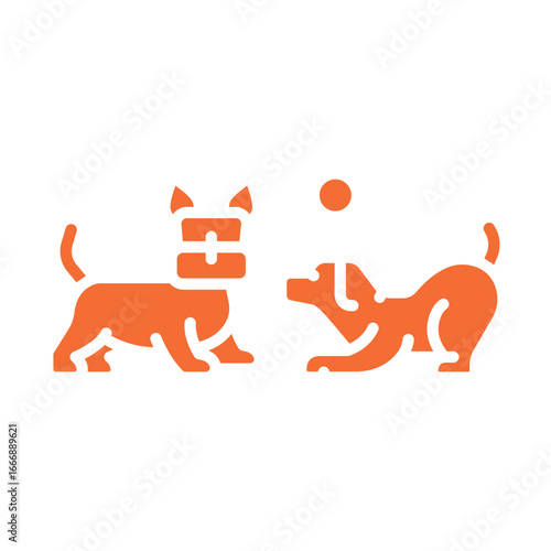 dogs play black flat icon for digital and print projects.