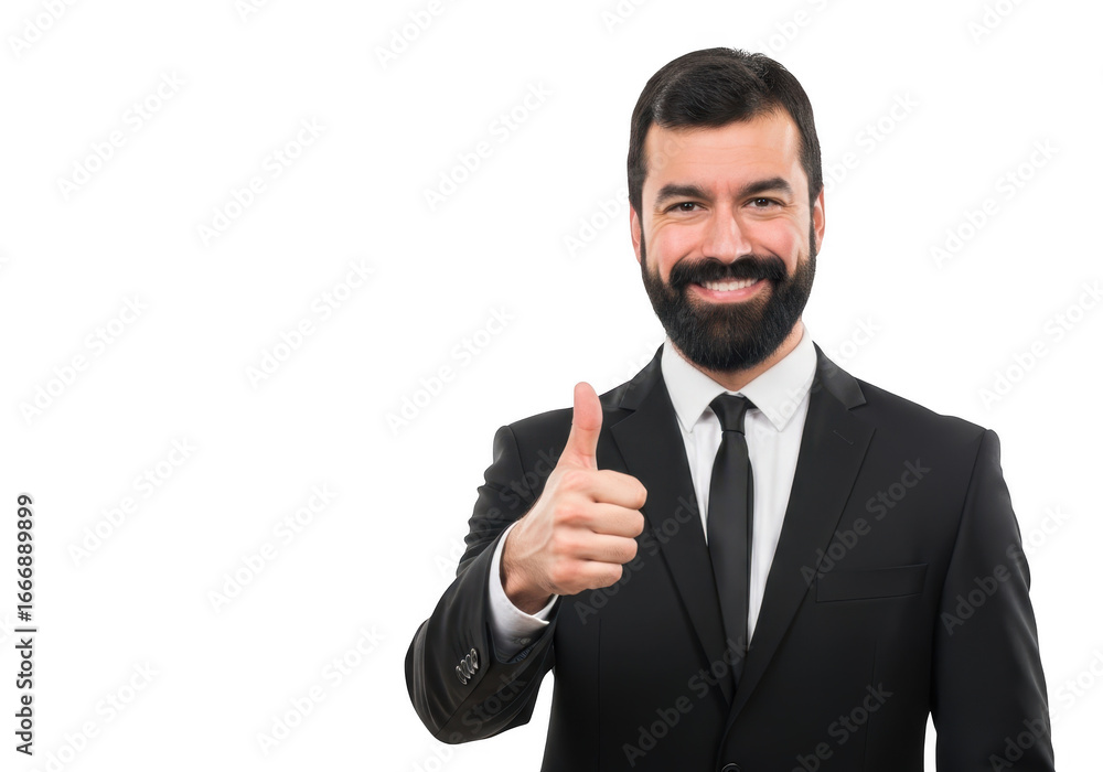 Smiling businessman giving thumbs up isolated on transparent background Smiling businessman giving thumbs up isolated on transparent background
