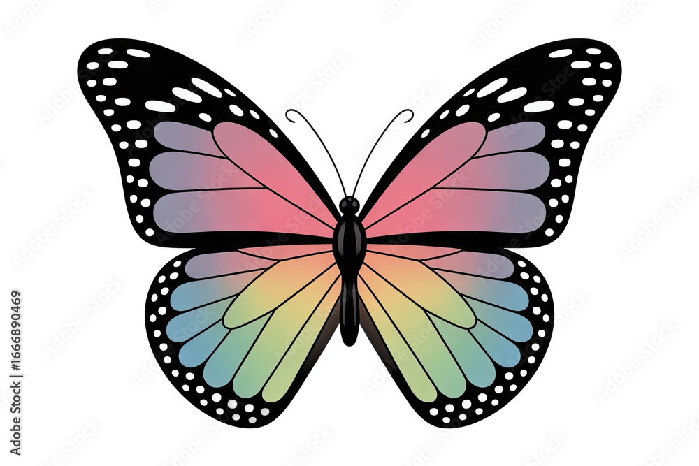 Obraz premium Beautiful butterfly with rainbow wings for springtime designs and joyful celebrations
