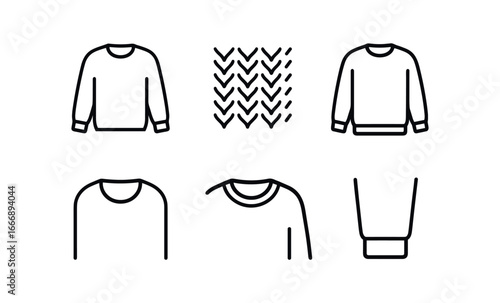vector outline icons crisp air season (sweater icon): sweater outline knit texture shadow smear highlight rim collar edge sleeve cuff.