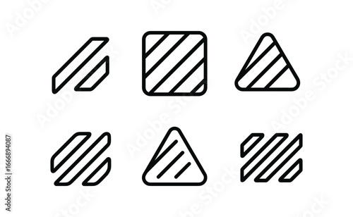 vector outline icons reluctance (caution stripes): diagonal stripes border frame shadow smear highlight rim warning triangle stripe repeat.
