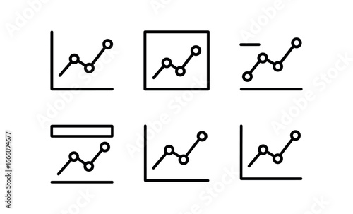 vector outline icons time tracking tool (analytics graph): line plot axis labels data dots legend box title bar shadow smear.