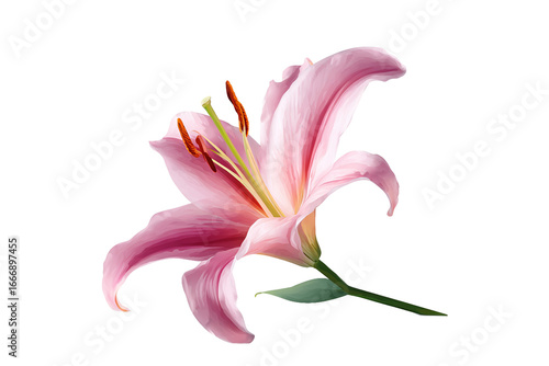 Wallpaper Mural Elegant Pink Lily Flower Isolated on White Transparent Background Torontodigital.ca