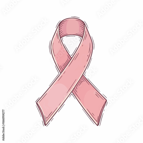 Pink Ribbon hand-drawn vector for Breast Cancer Awareness Month, a symbol of support, health, and solidarity campaign