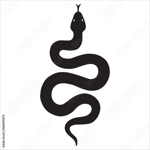 Black Snake Silhouette Vector Illustration