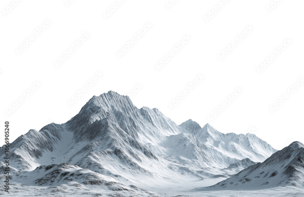 Obraz premium Majestic snowcapped mountain peak isolated on transparent background, a breathtaking landscape of natures grandeur and beauty