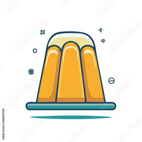 Delicious Golden Gelatin Dessert with Topping Culinary Treat for Sweet Tooth Indulgence Simple Illustration