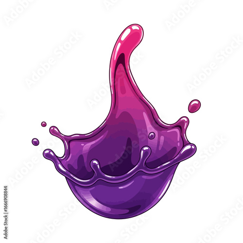A vibrant purple berry juice splash with dynamic motion and glossy highlights.