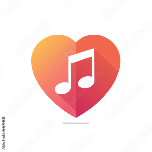 Heart shaped icon containing music note suggesting love for music