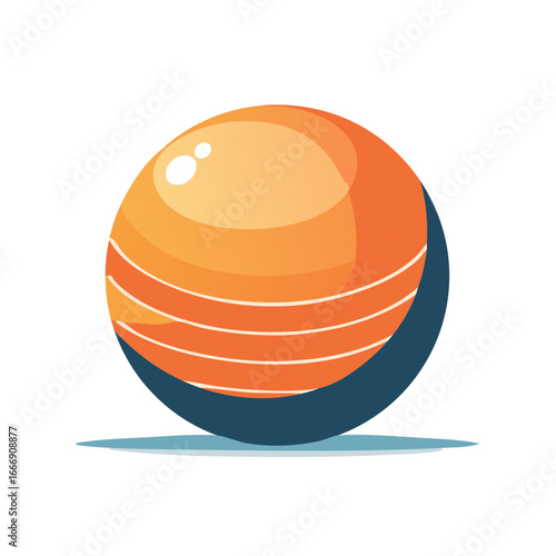 Orange Balance Ball with Stripes for Fitness Exercise Illustration, Health and Well Being Concept