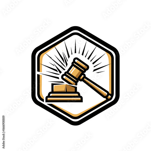 Gavel Logo Design with Legal Hammer Symbol Vector Illustration for Law Firms, Attorneys, and Auction House Branding