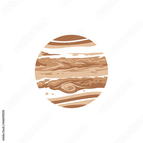 Jupiter Logo Design with Artistic Swirling Clouds and Atmospheric Bands Vector Illustration for Astronomy, Space, and Science Branding
