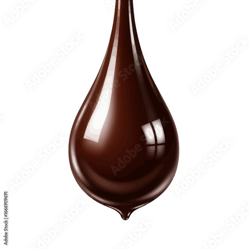 Close-up of a single, glossy chocolate drop.