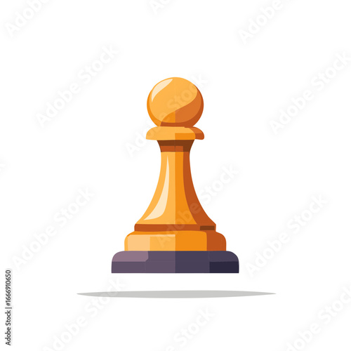 Strategic golden pawn piece, a chess game component for tactical gameplay and intellectual competition on a simple backdrop
