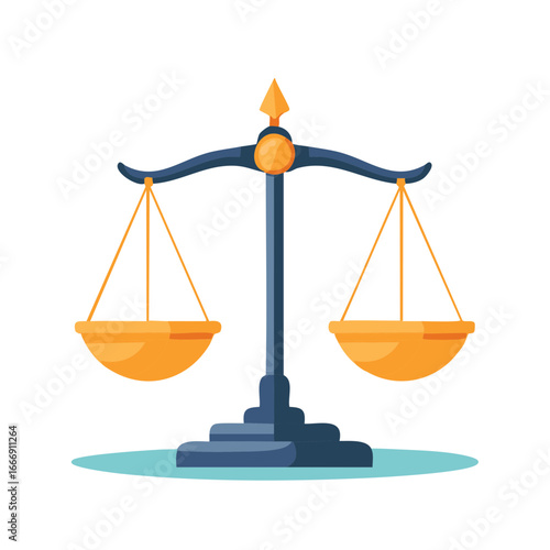 Scales of Justice, Law Symbol, Balance Illustration, Legal Equipment, Golden Justice, Abstract Vector Symbol