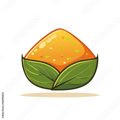 Stylized turmeric powder mound nestled within vibrant fresh green leaves concept