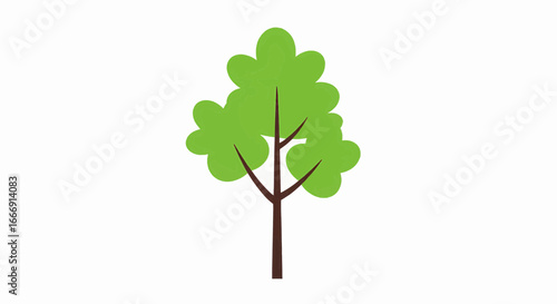 Simple flat vector illustration of a green deciduous tree icon on a clean white background