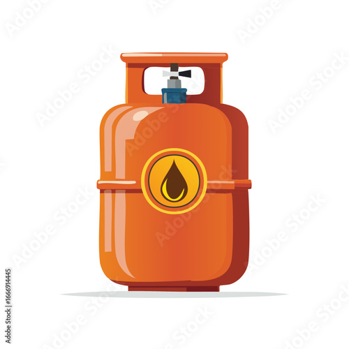 Orange gas cylinder with drop icon, propane tank for heating, camping, or industrial use