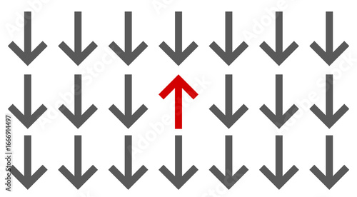 Change of direction, leadership concept, business innovative approach. New idea, change, courage, innovation concept, new thinking, creative decision
