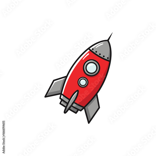Rocket Cartoon Red Cute Kids Space Project Design Logo Icon Vector Symbol Illustration Element