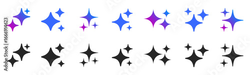 AI generate icon set ai, magic sparkle star button, artificial intelligence star logo collection