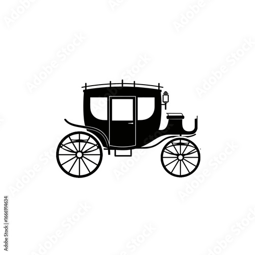 Carriage Vintage Horse Silhouette Classic Black Retro Transport Logo Icon Vector Design Illustration Element