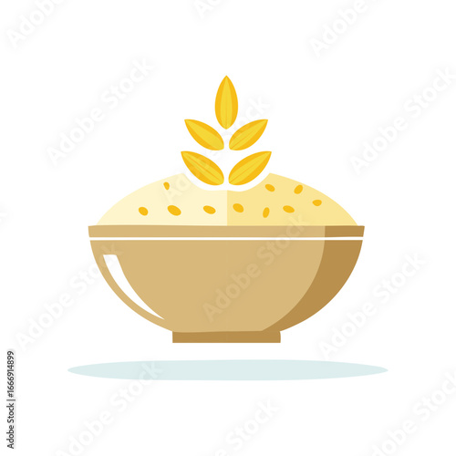 Bowl of Cereal Topped with Wheat Illustration Breakfast Food Concept