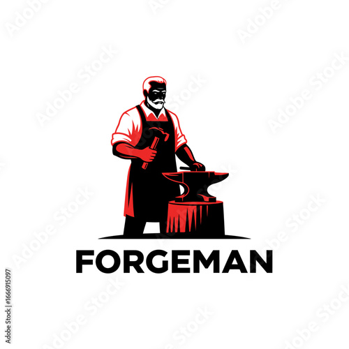 A strong logo depicting a blacksmith at his anvil.