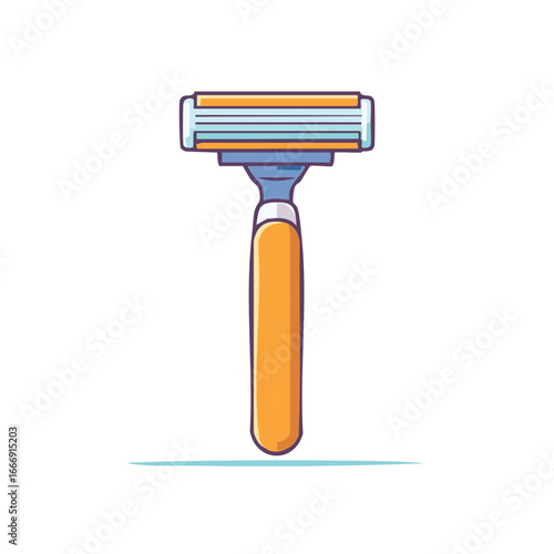 Disposable razor illustration featuring a cartridge with multiple blades for shaving and grooming