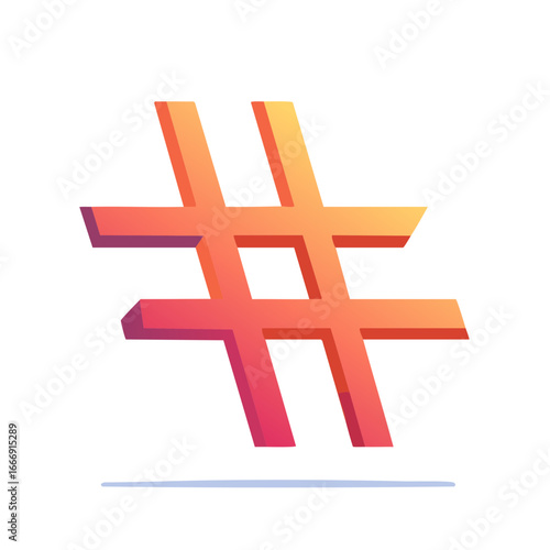 Hashtag Symbol Isolated Social Media Trend Icon Gradient Color Illustration Simple Concept Digital Art