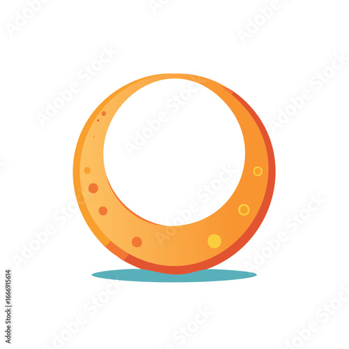 Cartoon Style Moon Crescent Shape with Craters Illustration Isolated on White Backdrop