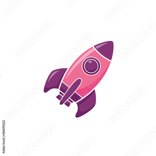 A vibrant pink rocket ship illustration, symbolizing innovation and new beginnings.
