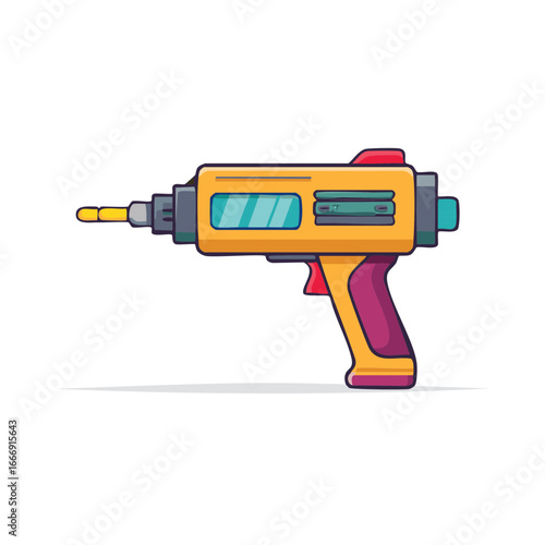 Retro Ray Gun Isolated, Futuristic Toy Space Gun with Colorful Design, Vintage Sci-Fi Blaster, Fantasy Weapon, Cartoon Illustration