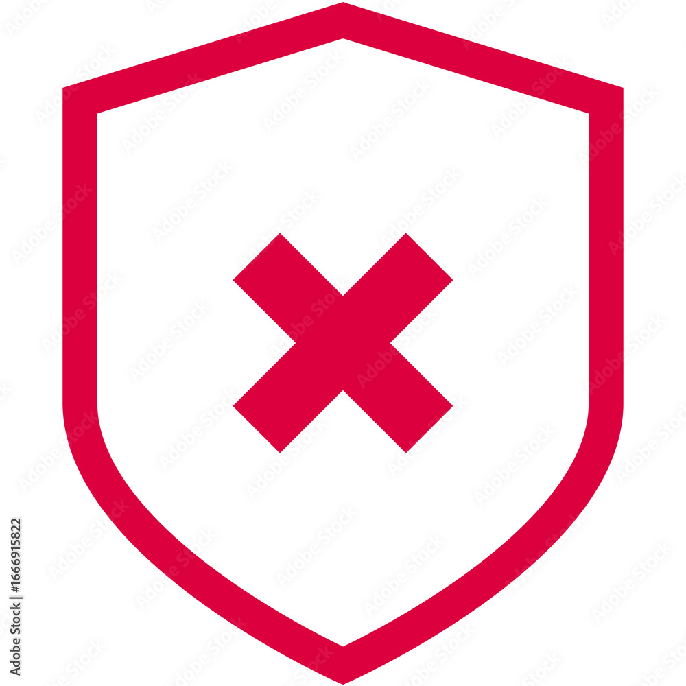 Obraz premium red outline shield cross x icon